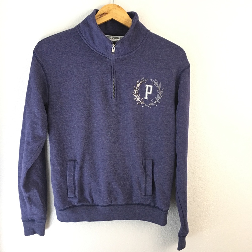 VS PINK Long Sleeve Pullover Zipper Dark Blue